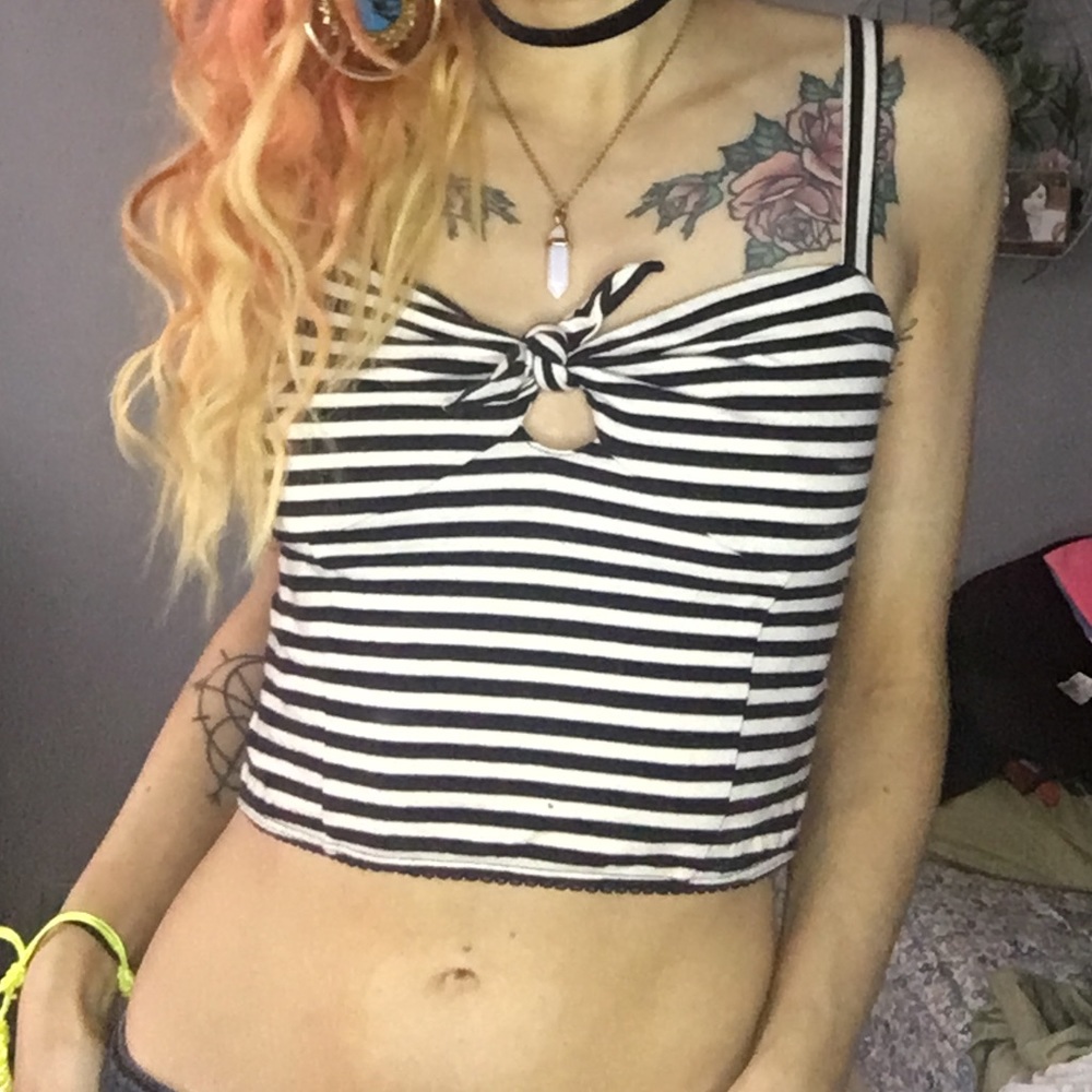 Stripped crop tank top